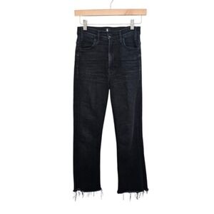 Mother Jeans Womens 25‎ Black The Hustler Ankle Fray Encounters At Night Raw Hem